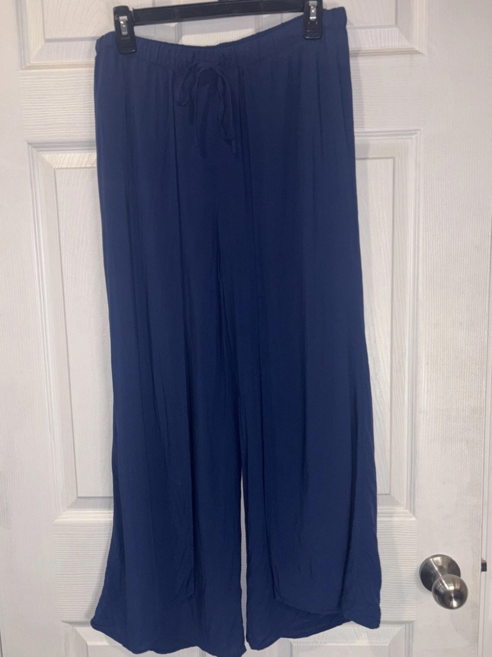 Loft Beach Flowy Wide Leg Pant Navy Blue Front Slit Size Small